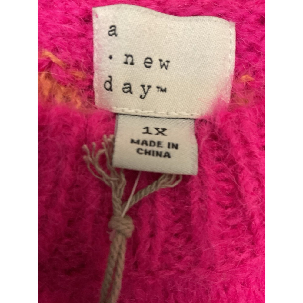 A New Day a hot pink Fair Isle or geometric-patterned sweater Sz XL - Picture 10 of 12